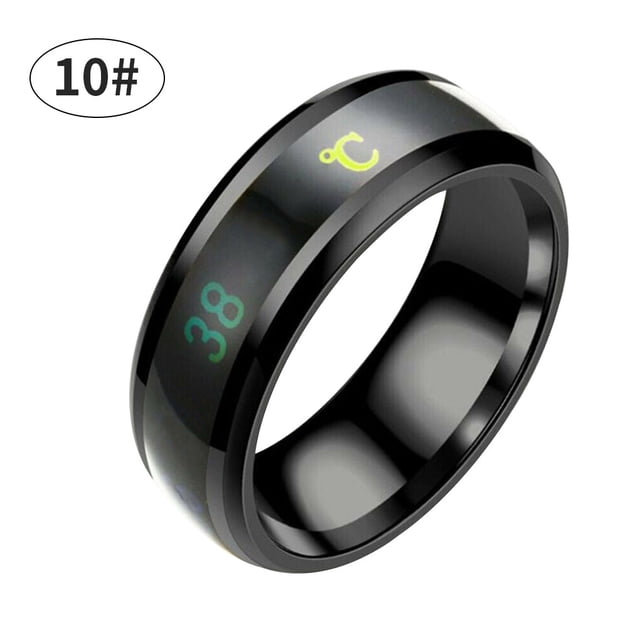 Maoww Temperature Ring Steel Emotion Mood Rings Couple Intelligent Sensitive Hand Jewelry, Size 10, Black
