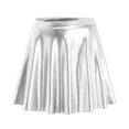 thumbnail image 6 of adviicd Women's Plus Size Sparkly Metallic Flared Pleated Mini Skater Skirt (Silver, S), 6 of 7