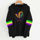 thumbnail image 1 of Uootdi Mardi Gras Womens Drawstring Hoodies for Women Carnival Crewneck Heart Print Hooded Long Sleeve Pullover Festive Color Block Loose Sweatshirts Gift, 1 of 4