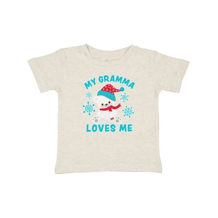 

Inktastic Polar Bear My Gramma Loves Me in Santa Hat with Snowflakes Gift Baby Boy or Baby Girl T-Shirt