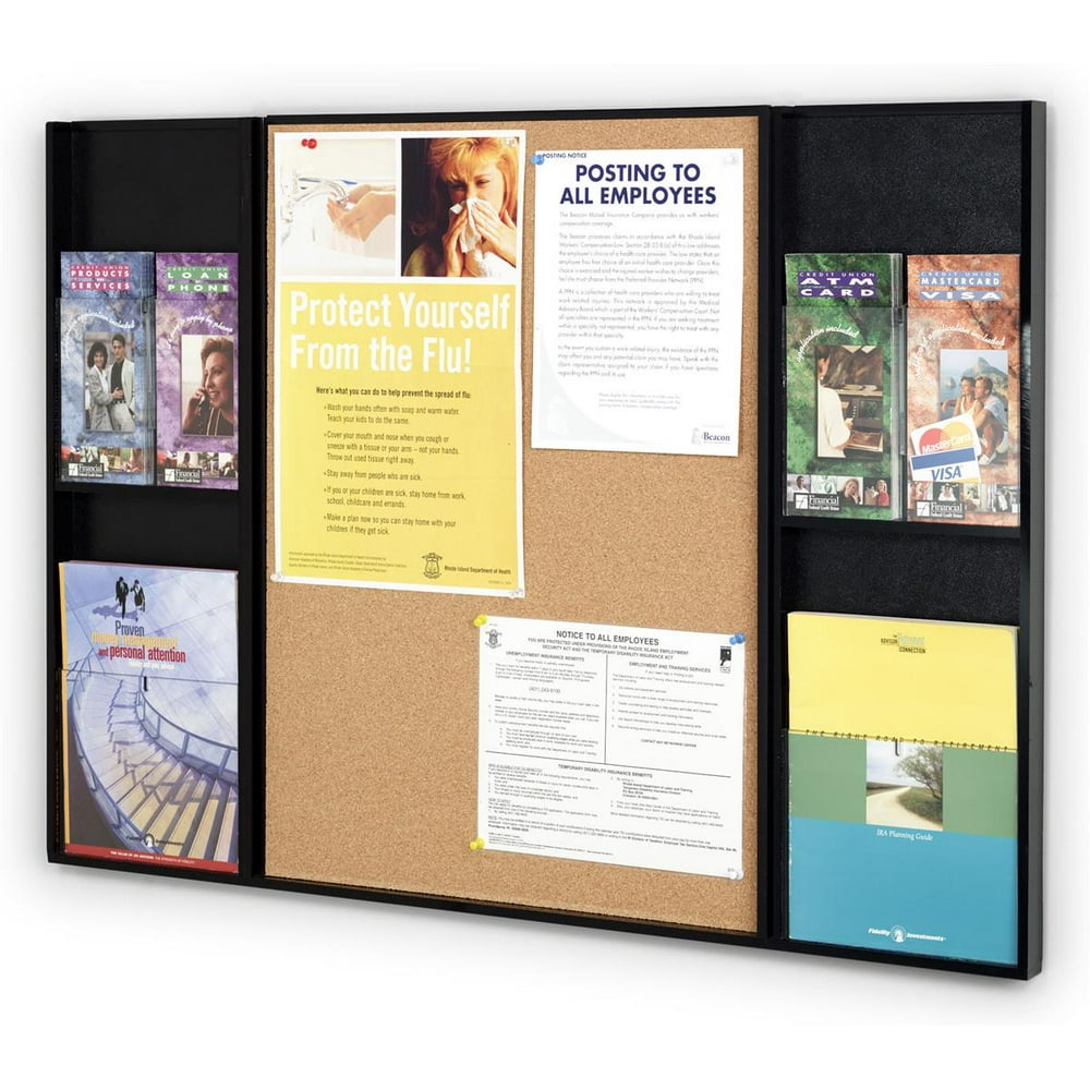 Combination Bulletin Board and Literature Rack for Wall Mount Use
