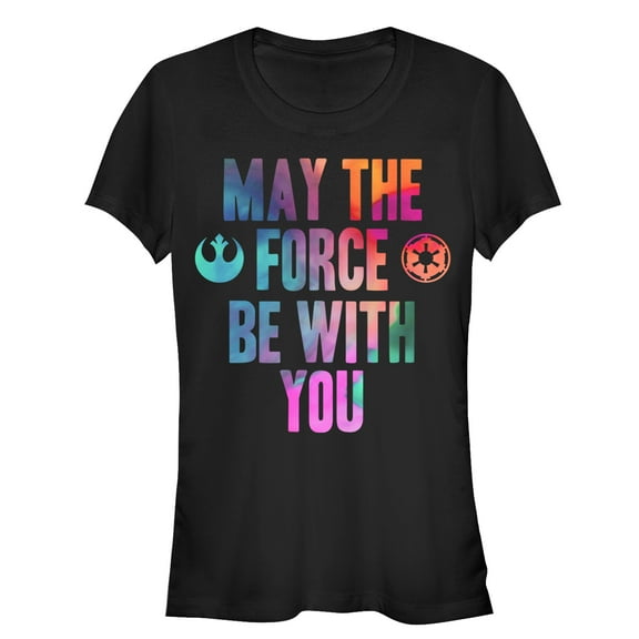 Junior's Star Wars Watercolor Force Be With You Graphic Tee Black Medium