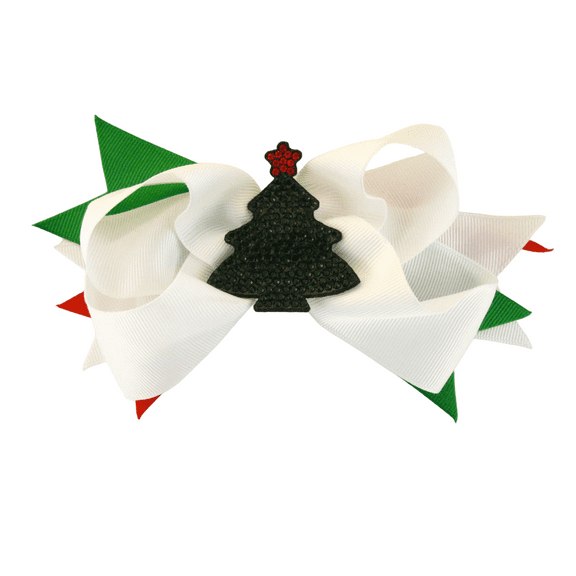 Christmas Tree Ribbon Salon Alligator Hair Clip Bow - 1 Pc.