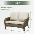 thumbnail image 2 of Yeahumalia Outdoor Patio Loveseat 2 Seater Wicker Sofa, Small Porch All Weather Rattan Couch with Beige Removble Cushion for Balcony Deck Backyard, 2 of 6