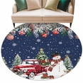 thumbnail image 2 of Round Area Rugs Collection 7 Ft, Navy Blue Christmas Non-Slip Residential Carpet, Snowman Xmas Truck Balls Tree Indoor Crawling Mats Runner Rugs for Living Room/Dining Room/Bedroom, 2 of 8