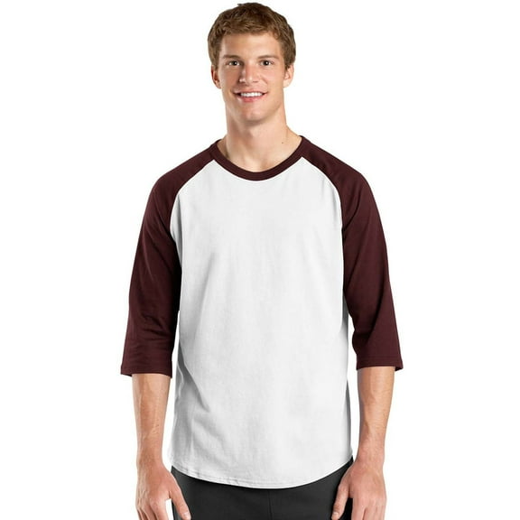Sport-Tek Mens 3/4 Raglan Sleeves Colorblock Jersey, White/Maroon, XXXXX-Large, Style, T200