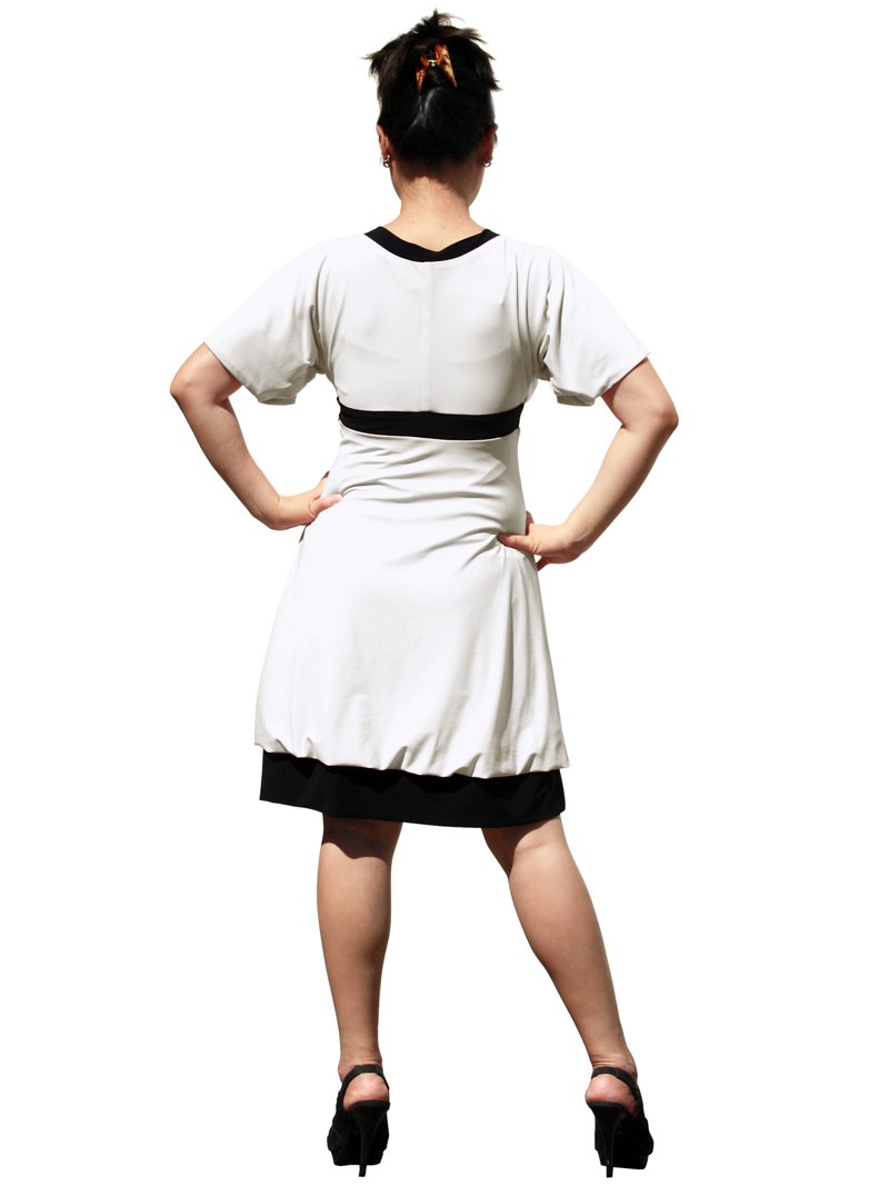 Evanese Women's Plus Short Kimono sleeve Bubble skirt Casual Cocktail Day Dress, Black/Creme Evanese Women's Plus Short Kimono sleeve Bubble skirt Casual Cocktail Day Dress, Black/Creme