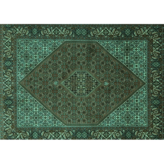 Ahgly Company Machine Washable Indoor Rectangle Persian Turquoise Blue Traditional Area Rugs, 5' x 7'