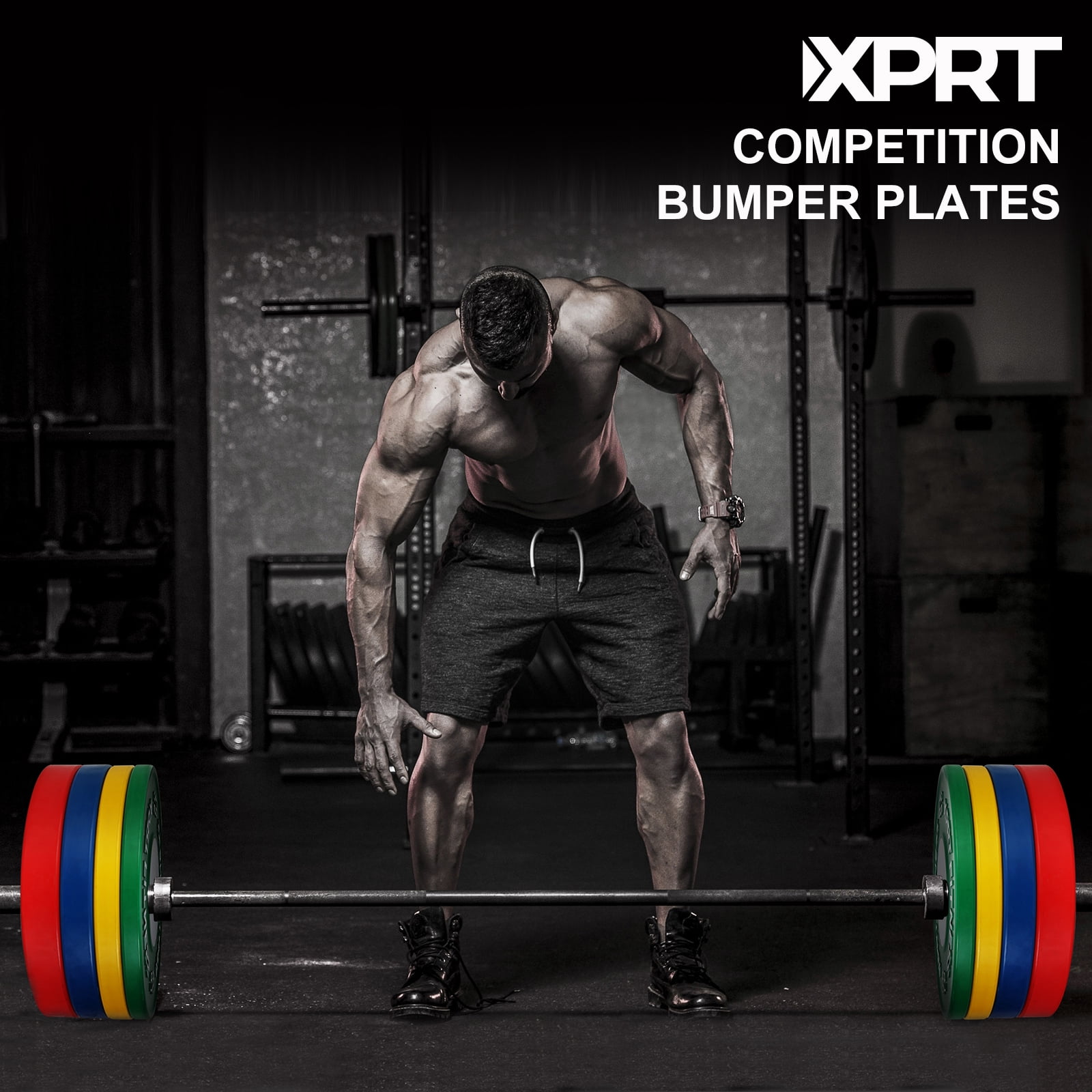 XPRT Olympic Competition Bumper Plate with Steel Core Insert, 55lb Red - Single