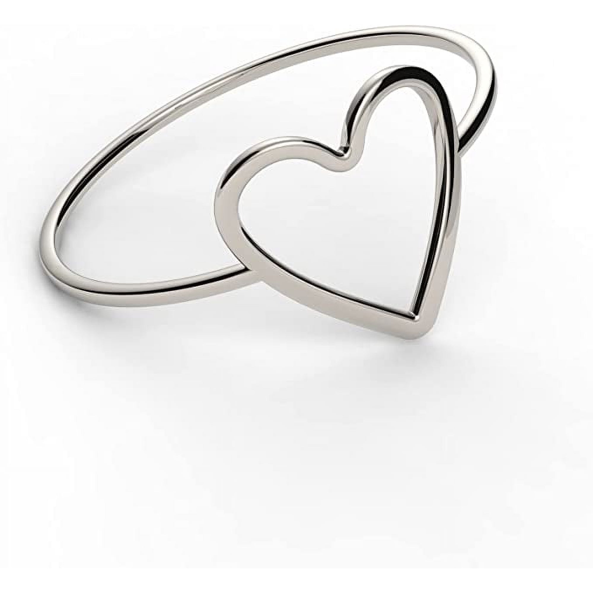 Solid Silver Open Heart Ring - Love Ring - Promise Ring - Minimalist Dainty Stylish Modern Ring (7)
