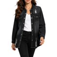 thumbnail image 3 of Miaoju Womens Jean Jacket 2026 Basic Trendy Long Sleeve Denim Jackets Button Down Fitted Western Coat with Pockets, Black L, 3 of 6