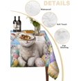 thumbnail image 5 of Spring Easter Sheep Rectangle Tablecloth, Colorful Eggs Floral Botanical Blue Striped Waterproof & StainResistant Tablecloth, Washable Oil-proof Table Cover for Dining/Party/Wedding/Buffet 52x70 In, 5 of 9