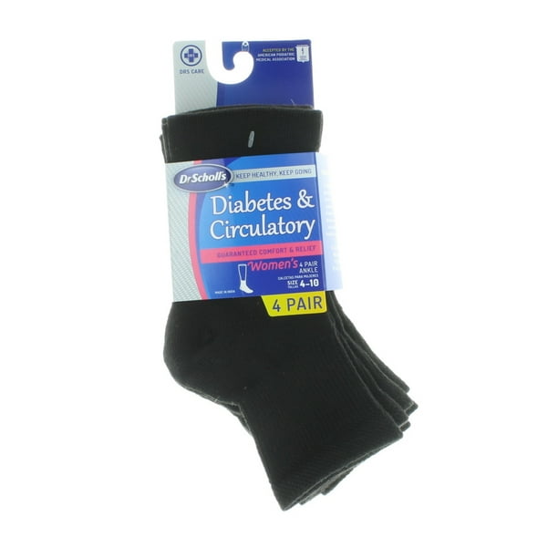 Dr. Scholl's 4 Pairs Dr. Scholl's Women's Diabetic & Circulatory Black Ankle Socks Size 410