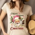 thumbnail image 4 of Merry Merry Christmas T-Shirt | Vintage Santa Claus Holiday Tee, CarolinaBlue, Size XL, 4 of 6