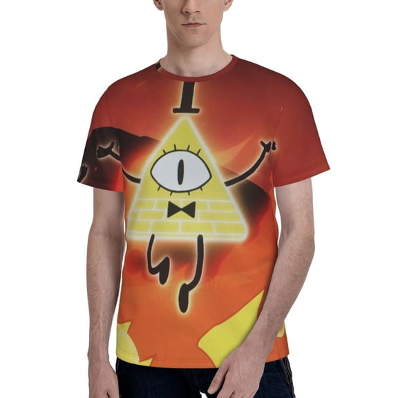 Bill Cipher Men's T Shirts Cartoon Graphic Short Sleeve Tees Novelty Casual Unisex Adults Tee Shirt Tops