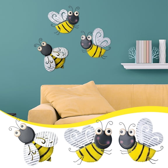 Bee Wall Decor under $5! kkbbma Metal Bee Wall Art, Outdoor Garden Decor, Hanging Bee Sculpture, Living Room Wall Decor, Fence Art Installation, Powder Coated Iron Craft, Bee Gift