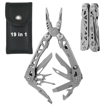 LANNEY Multitool with Protective Sheath, 19-in-1 Stainless Steel Self-locking Multi Tool with Pocket Knife and Pliers for Men, Ideal for Survival, Camping, Hiking, Simple Repairs