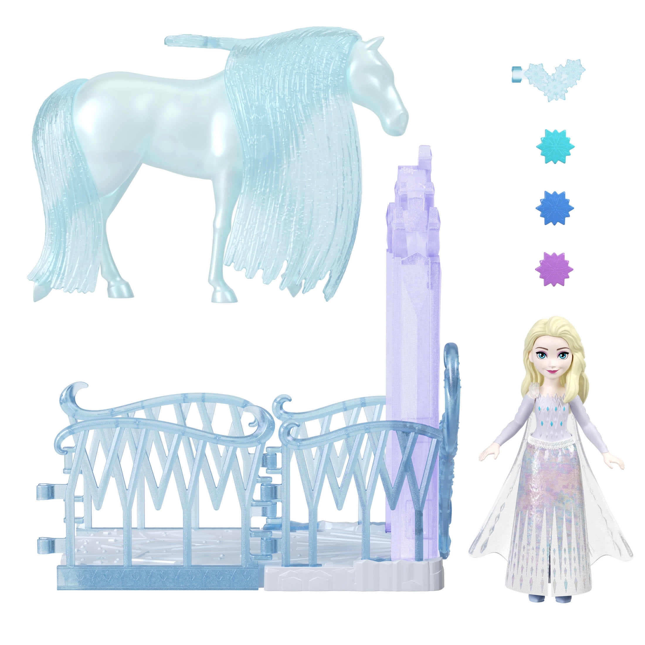Disney Frozen Elsa & Nokk Small Doll & Horse Adventure Set with Icy Haven Playset & Accessories