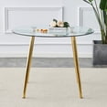 thumbnail image 3 of Gzxs Round Glass Dining Table with Golden Metal Legs, 40 Inch Modern Circle Kitchen Table, Dining Room Table for 4-6, Easy to Assemble, 3 of 7