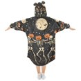 thumbnail image 2 of FORMRS Wearable Blanket Hoodie with Sleeves for Kids Cozy Flannel Sweatshirt, Black Halloween Dancing Skeleton, 2 of 7