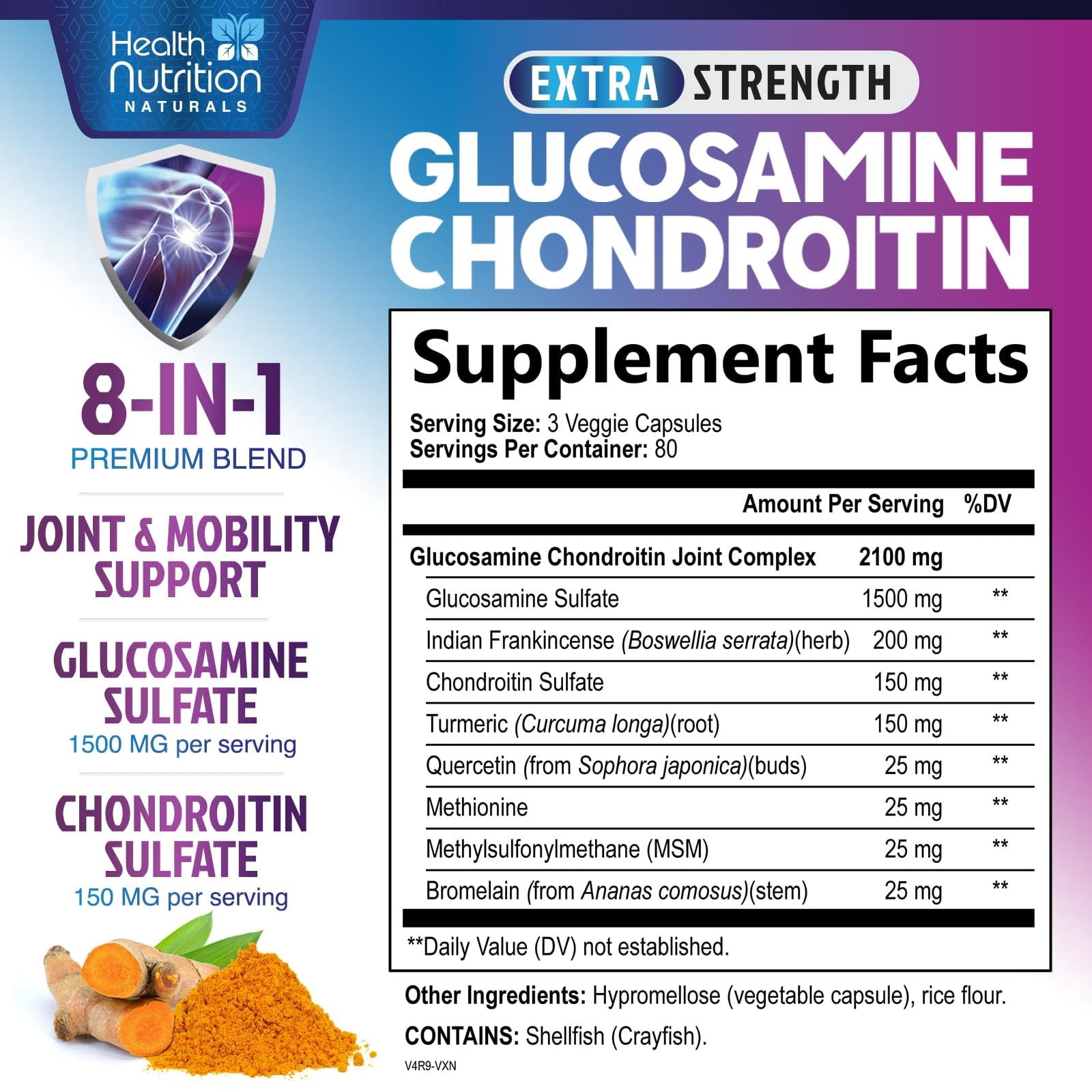 Glucosamine Chondroitin MSM Complex - 3X Strength Joint Support Supplement with Glucosamine Sulfate, Turmeric, Boswellia - For Cartilage, Mobility & Flexibility - Bottled in USA - 240 Capsules