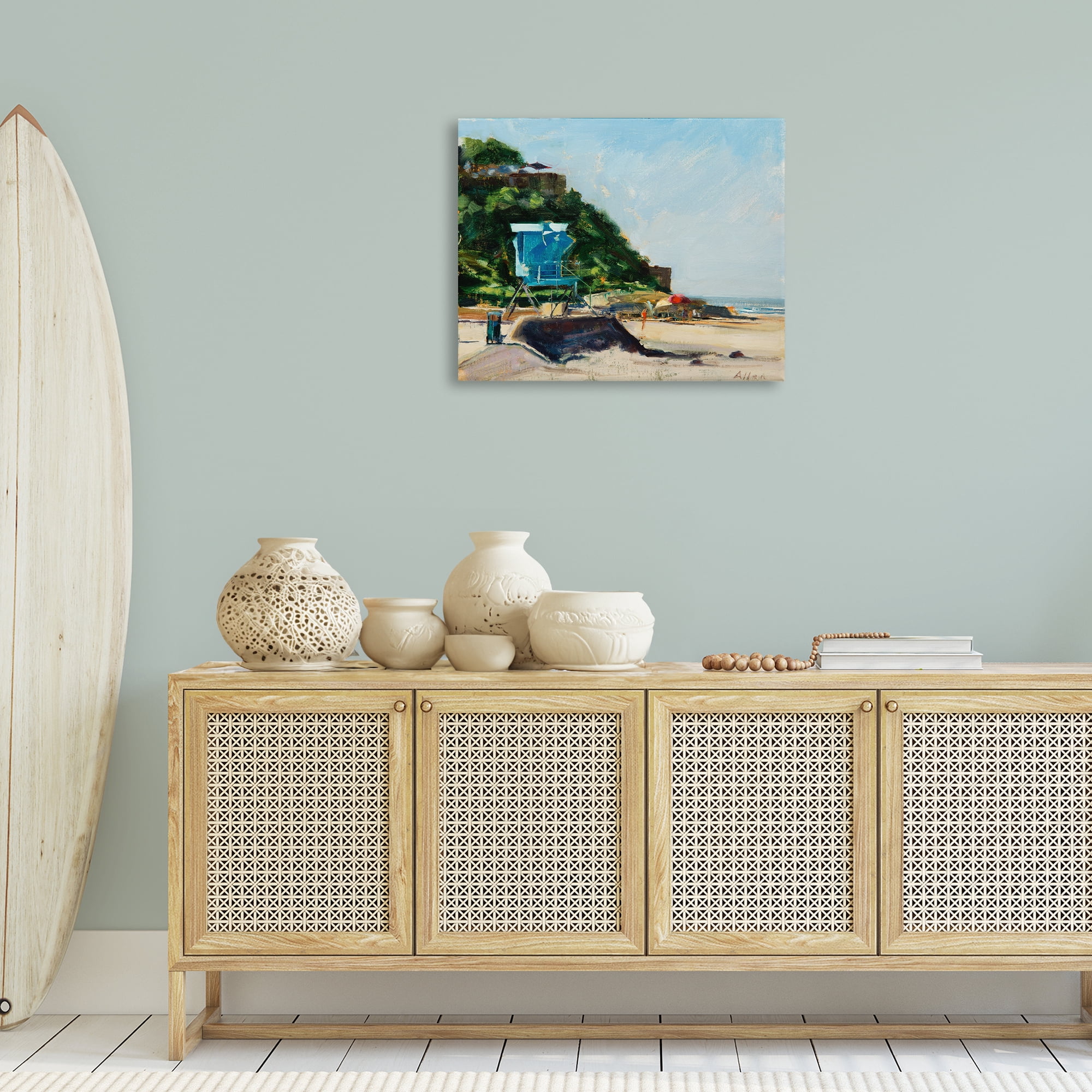 Stupell Industries Beach Guard Tower Landscape & Nature Painting Wrapped Canvas Art Print Wall Art, 30 x 24