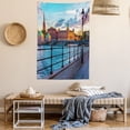 thumbnail image 2 of Cityscape Tapestry, Scandinavian Stockholm Old Town Sweden by Lake Gamla Stan View Autumn Day Scenery, Wall Hanging for Bedroom Living Room Dorm Decor, 60W X 80L Inches, Multicolor, by Ambesonne, 2 of 5