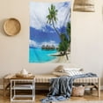 thumbnail image 2 of Tropical Tapestry, Water Bungalows of Tropical Resort Bora Bora Island Pacific Ocean Panorama, Wall Hanging for Bedroom Living Room Dorm Decor, 60W X 80L Inches, Green Blue White, by Ambesonne, 2 of 5