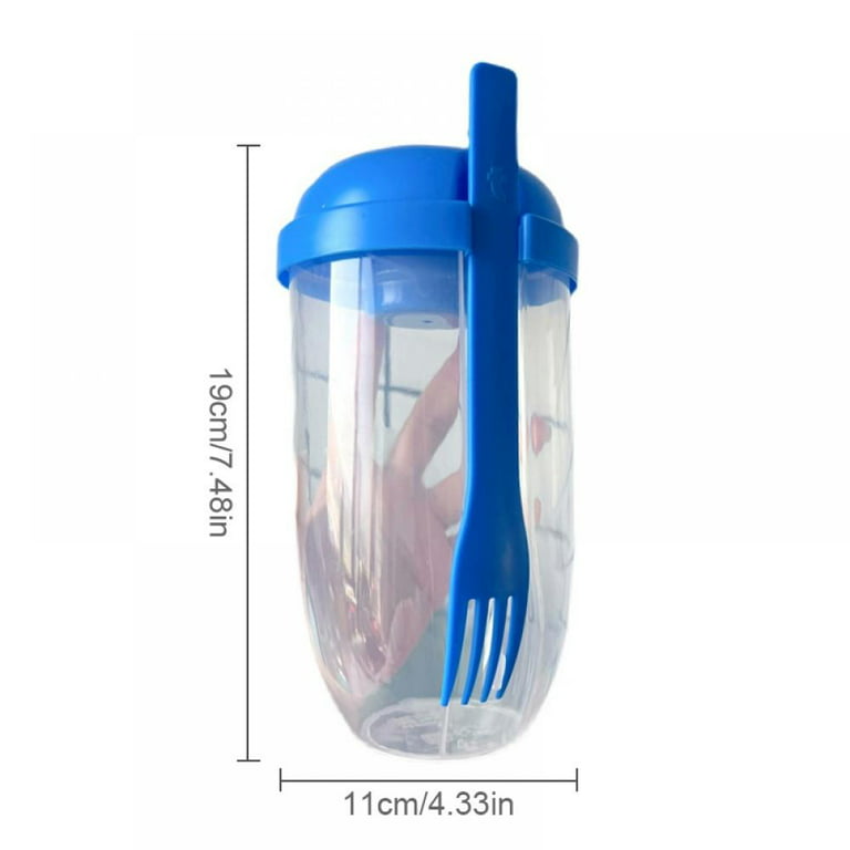 Fresh Salad to Go Container Set, Keep Fit Salad Meal Shaker Cup with Fork and Salad Dressing Holder, Healthy Salad Container, Vegetable Breakfast to