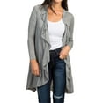 thumbnail image 1 of Cardigan à Volants Ouvert devant Couleur Unie Manches Longues pour Femmes, 1 of 7