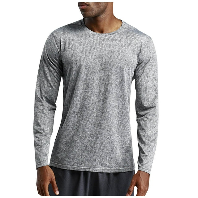 UAMVSH Chemises à Manches Longues Raglan pour Hommes Col Rond Décontracté Athlétique en Maille Coupe Régulière Printemps Automne Gym Entraînement chandail-Over sous-Vêtement (Moyen, Gris)