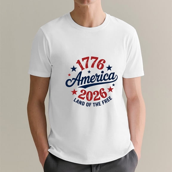 Patriotic America 1776-2026 Land of the Free T-Shirt , 250 Year Independence Day T-Shirt, OdeJous T-Shirt White, S