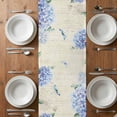 thumbnail image 4 of Table Runner 72 Inches Long for Kitchen Dining, Blue Hydrangea Dresser Scarf Farmhouse, Dining Table Decorations for Wedding/Parties, Pink Flowers Spring Botanical Country Plants 13 x 72 In, 4 of 8