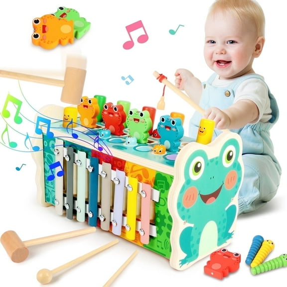 UUSUOO 6 in 1 Montessori Toys for 1 Year Old,Montessori Musical Toys,Preschool Educational Toys Gift for Boys Girls 1-3