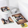 thumbnail image 4 of Terrier de Boston-theme 4-Piece Shower Curtain Set with Rugs, Waterproof Bathroom Decor Set Includes Bath Mat, U-Shaped Rug, Toilet Lid Cover and Curtain with Hooks, 4 of 6
