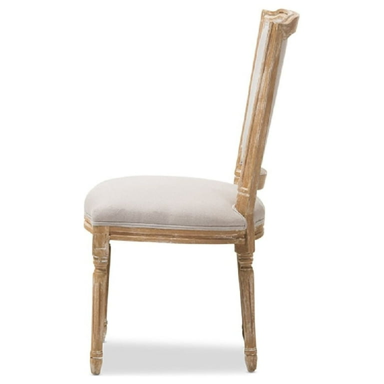 Baxton Studio Cadencia French Vintage Cottage Weathered Oak Finish Wood and Beige Fabric Upholstered Dining Side Chair Baxton Studio Cadencia French Vintage Cottage Weathered Oak Finish Wood and Beige Fabric Upholstered Dining Side Chair
