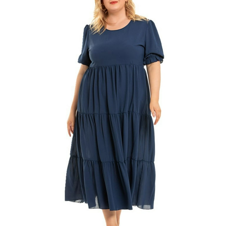 Bigersell Wedding Dress Women's Fashion Summer Round Neck Short Sleeve Boho Solid Color Plus Size Beach Dress Prom Dresses Women's Plus Maxi Dresses, Bigersell Wedding Dress Women's Fashion Summer Round Neck Short Sleeve Boho Solid Color Plus Size Beach Dress Prom Dresses Women's Plus Maxi Dresses,
