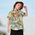 thumbnail image 2 of Xudanell Boys Summer Shirts Hawaii Floral Print Short Sleeve Vacation Summer Top T Shirt For Kids White 4-5 Years, 2 of 5