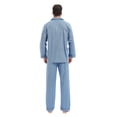 thumbnail image 3 of Apparonia Mens Pajamas Set Cotton Notched Collar Pajamas for Men Long Sleeve Mens Sleepwear with Pockets & Front Fly Graceful Blue 3XL, 3 of 7
