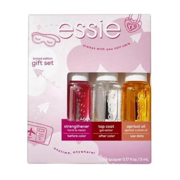 Essie Always With You Nail Care, Limited Edition Gift Set, Strengthener/Top Coat/Apricot Oil, Clear
