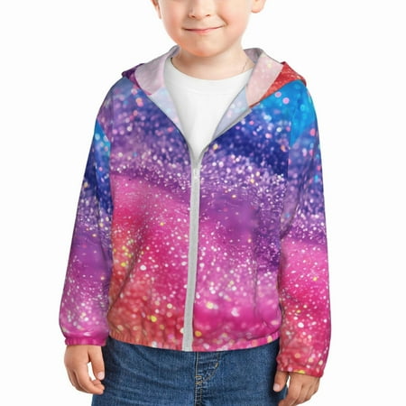 

Gaeub Rainbow Glitter Cute Print Athletic Sun Protection Hoodie for Kids Long Sleeve Outdoor UV Shirt Running Fishing Top for Boys Girls-3 Years