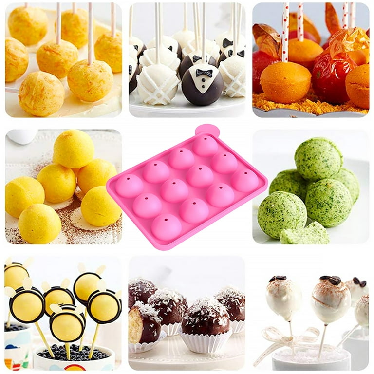 Freshware 15-Cavity Silicone Mold for Cake Pop, Hard Candy, Lollipop a