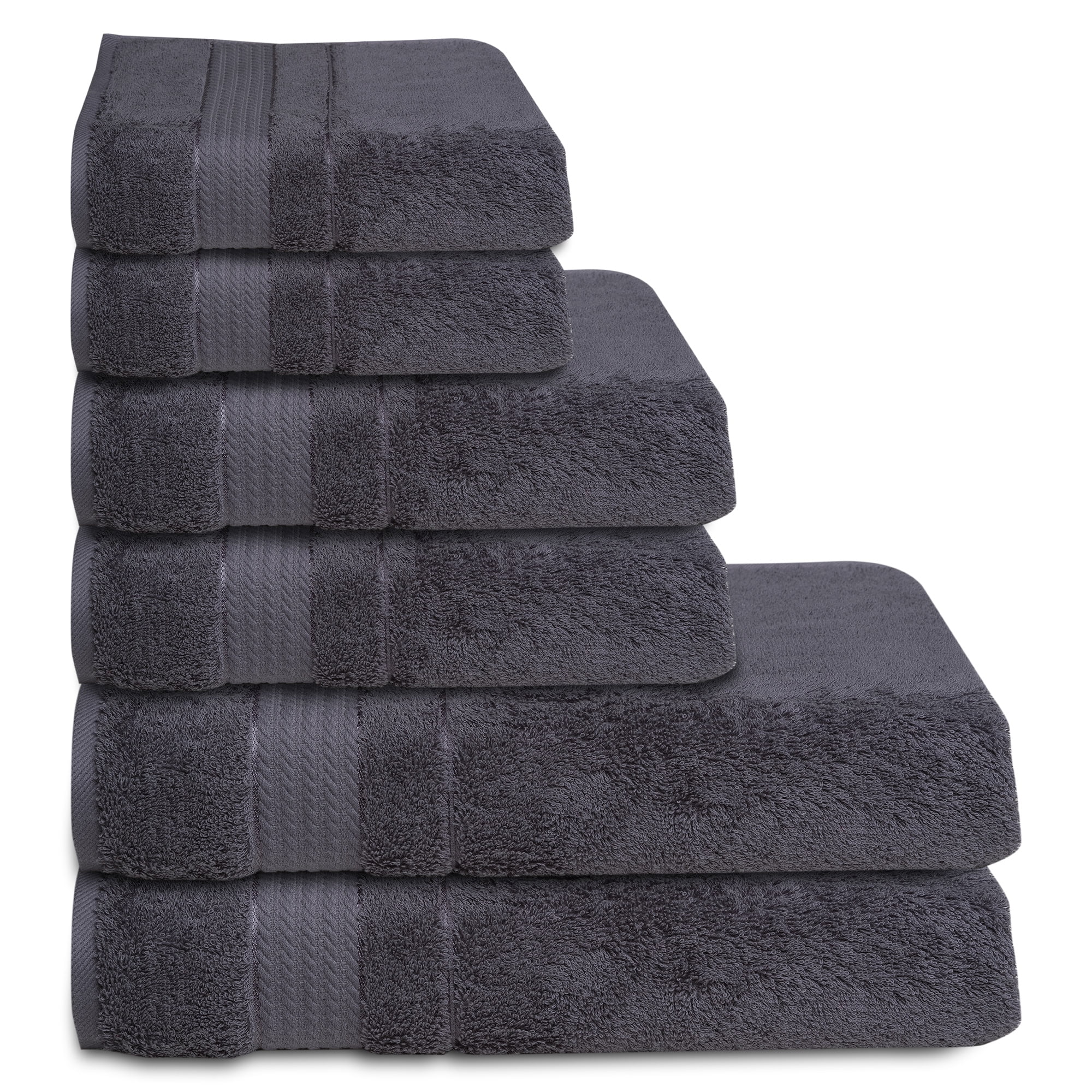 Melissa Linen Luxury Bath Towels Set of 6  - Bath Towels, Hand Towels, and Washcloths for the Bathroom – Dark Gray