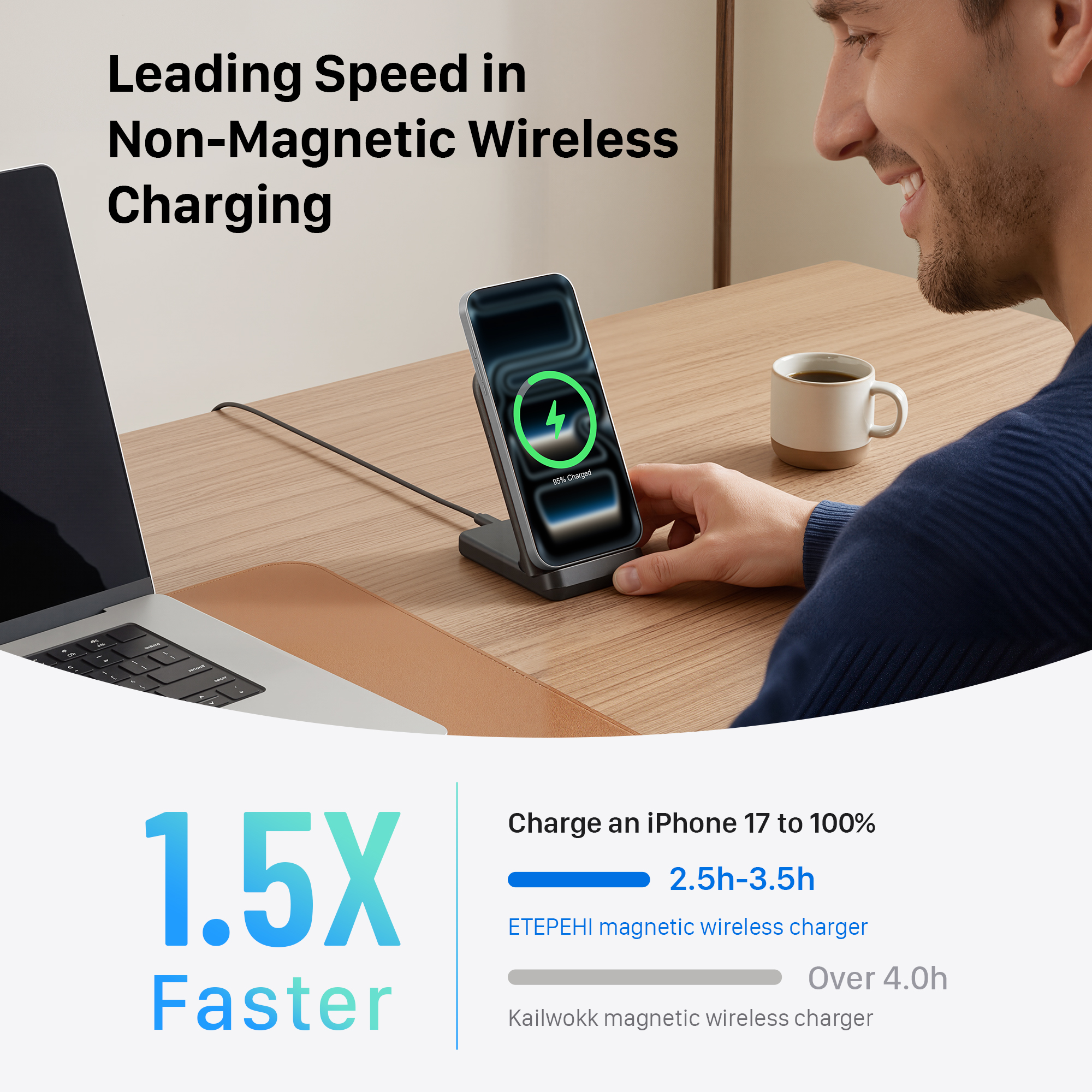 ETEPEHI Wireless Charger Stand for iPhone and Samsung photo 3