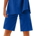 thumbnail image 2 of Sakmal Cotton Linen Shorts for Women Casual Blue Bermuda Plus Size High Waisted Shorts with Pockets, 2 of 5