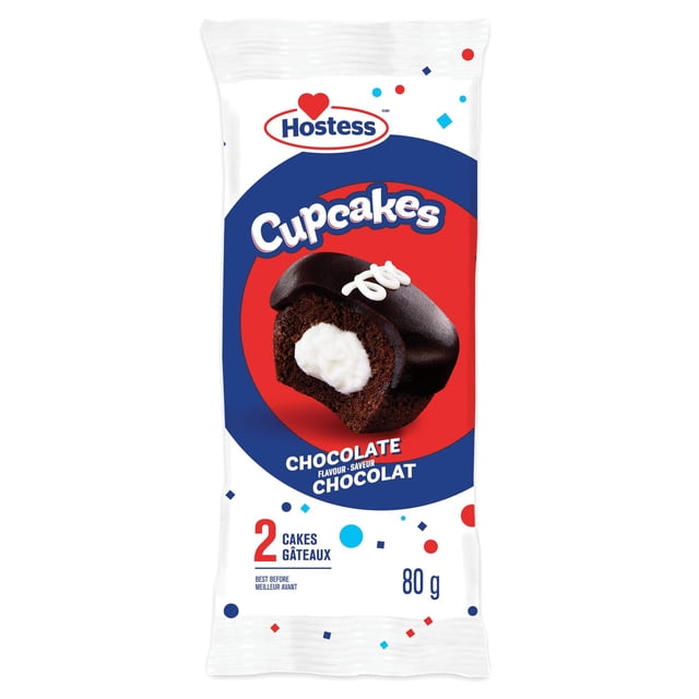 Hostess® Ensemble de Petits Gâteaux au Chocolat avec Deux Petits Gâteaux à Saveur de Chocolat Présentant un Centre Rempli de Crème, Surmontés de Glaçage au Chocolat et d'Un Filet de Vanille, Pesant 80 g, Convient aux Dîners, aux Plateaux à dessert Ou aux Collations sur le Pouce.