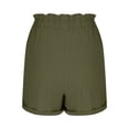 thumbnail image 6 of CQONEPT Womens Shorts With Pockets Ruffle Loose Button Short Pants Low Waist Solid Color Summer Vacation Pants Army Green XL, 6 of 6