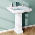 thumbnail image 2 of EastVita Rectangular Pedestal Sink 26 Inch by 21 Inch White Ceramic with Overflow and One Faucet Hole, 2 of 8