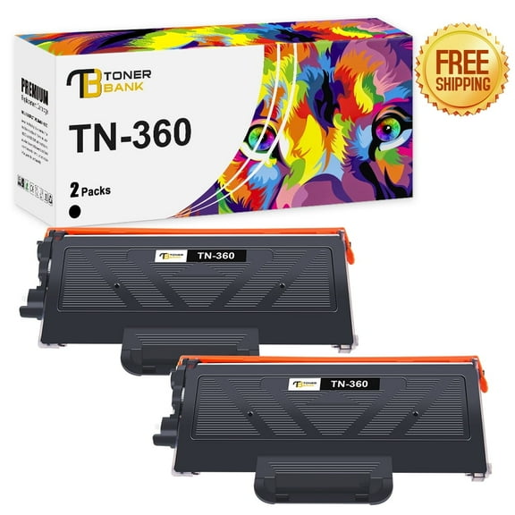 Toner Bank 2-Pack Compatible Toner Cartridge for Brother TN-360 HL-2140 2150N 2170W DCP-7030 7040 7045N MFC-7320 7340 7345DN 7440N 7450 7840W Replacement Printer Toner Ink Black