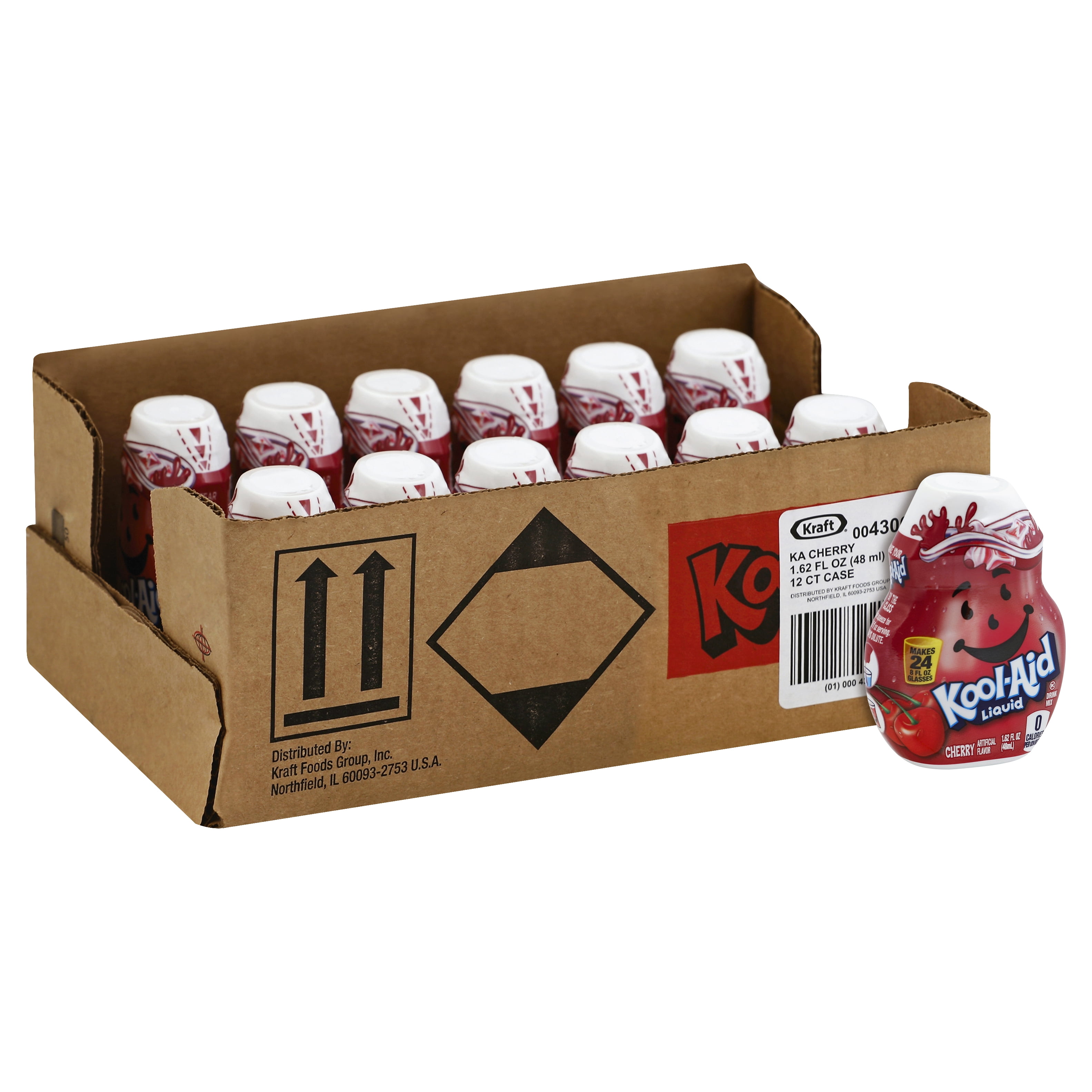 (12 pack) Kool-Aid Liquid Cherry Artificially Flavored Soft Drink Mix, 1.62 fl oz Bottle